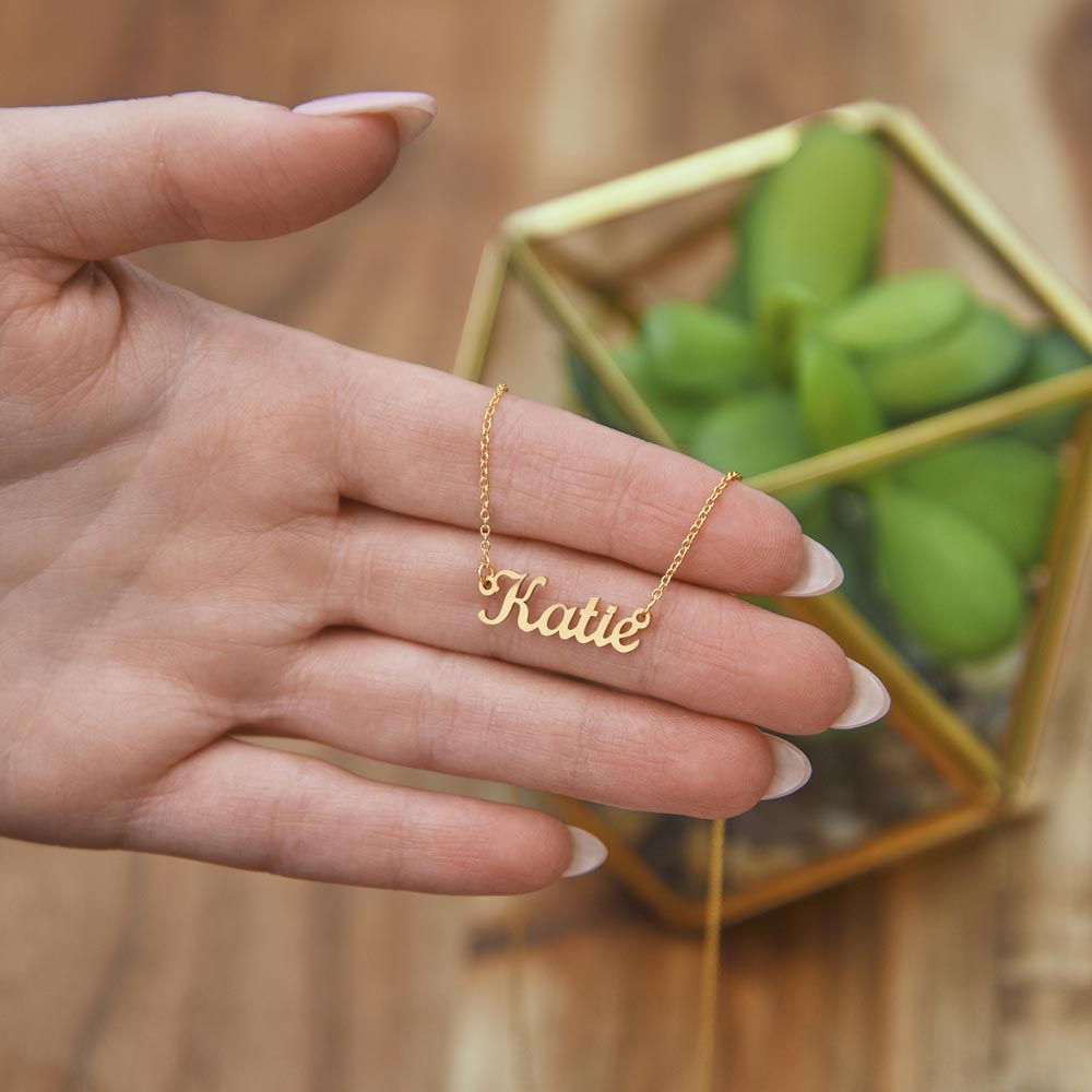 Custom Name Necklace, 18K Gold Plated Name Necklace