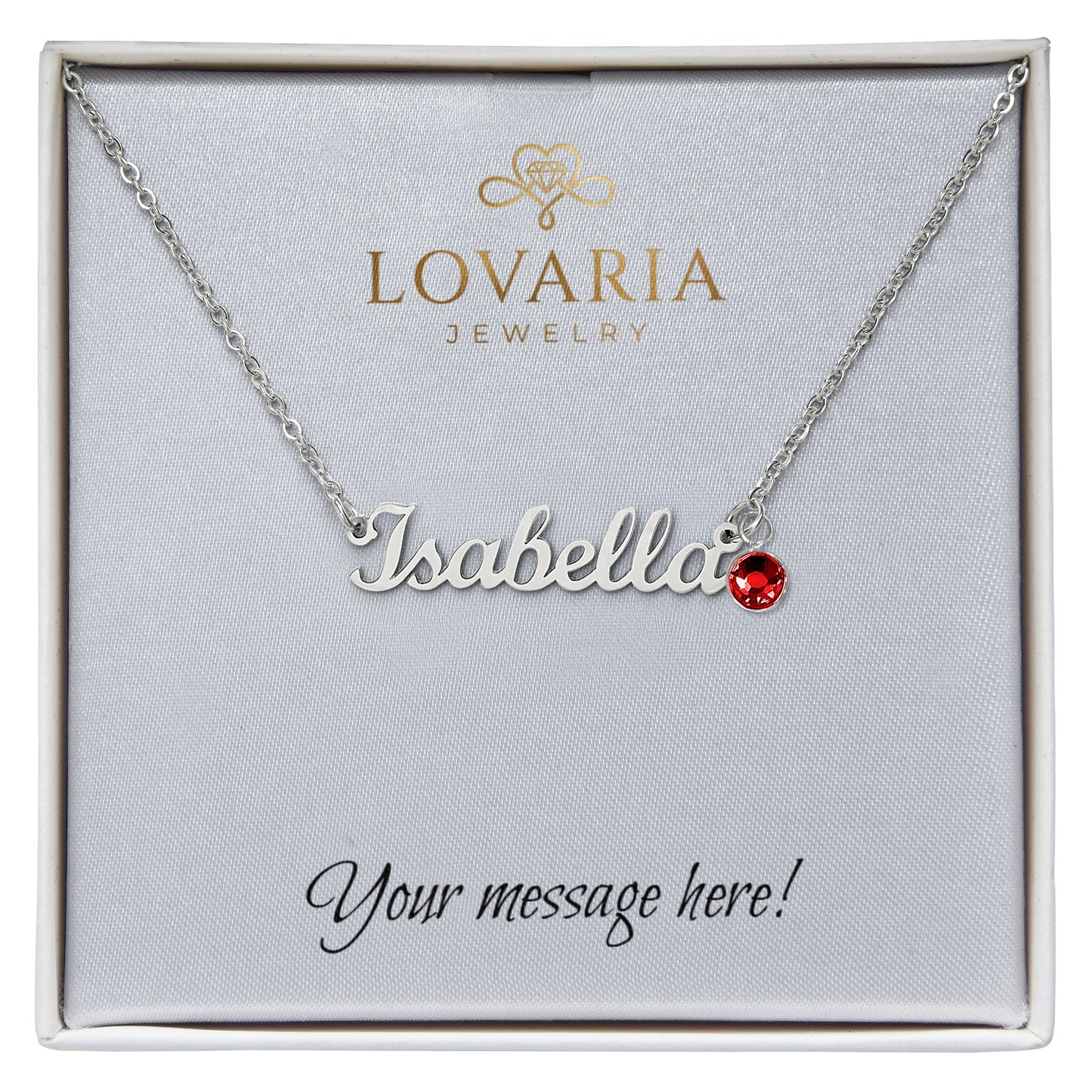 Custom Name Necklace with Birthstone - 18K Yellow Gold Finish