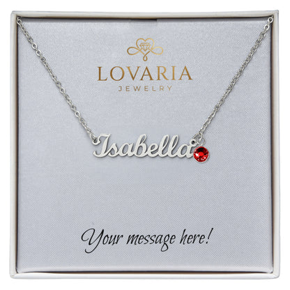 Custom Name Necklace with Birthstone - 18K Yellow Gold Finish
