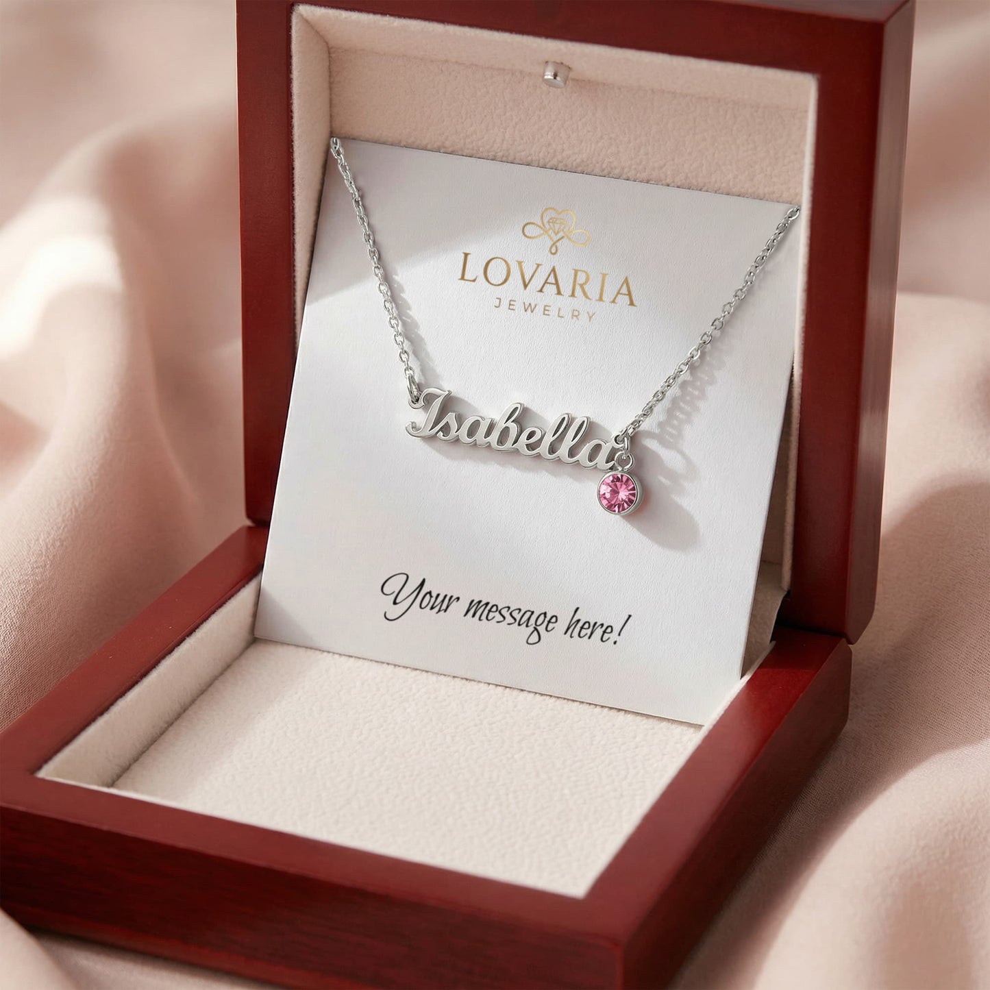 Custom Name Necklace with Birthstone - 18K Yellow Gold Finish