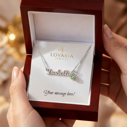 Custom Name Necklace with Birthstone - 18K Yellow Gold Finish