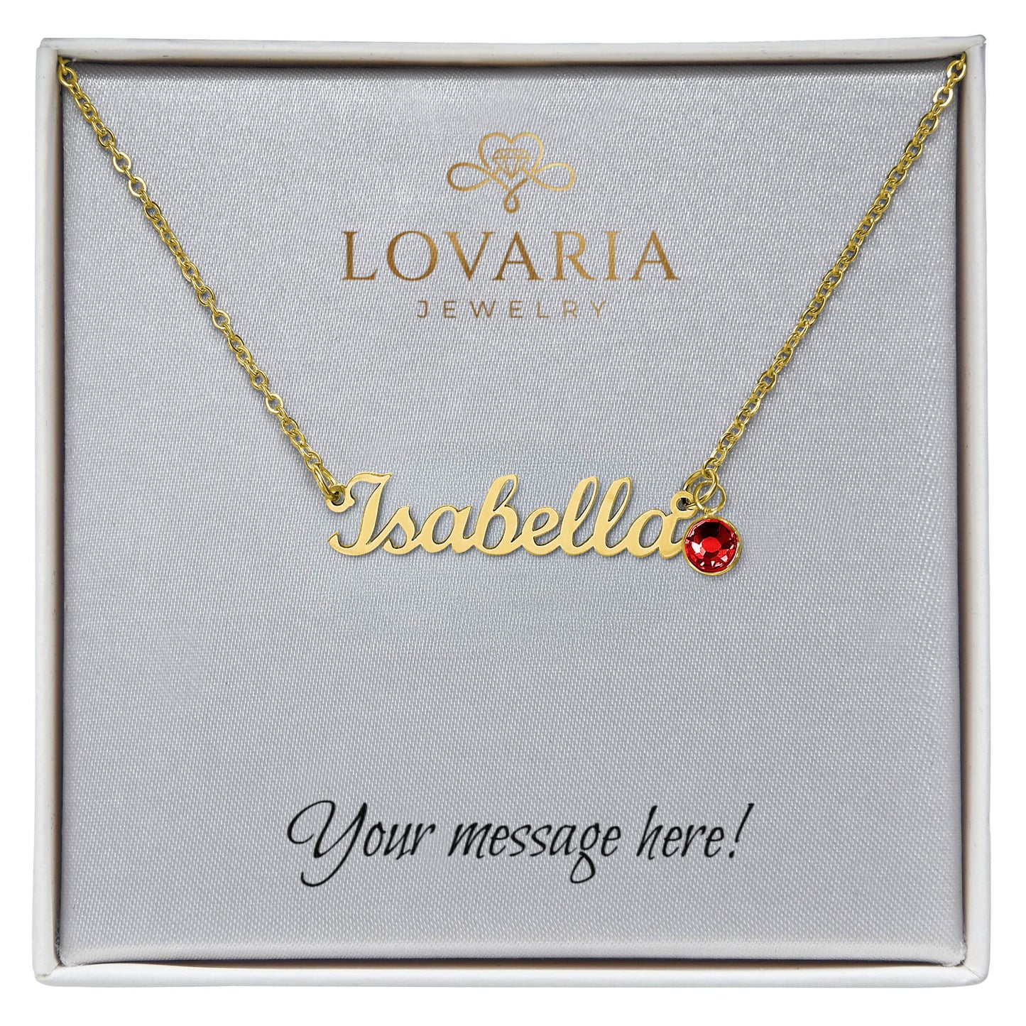 Custom Name Necklace with Birthstone - 18K Yellow Gold Finish