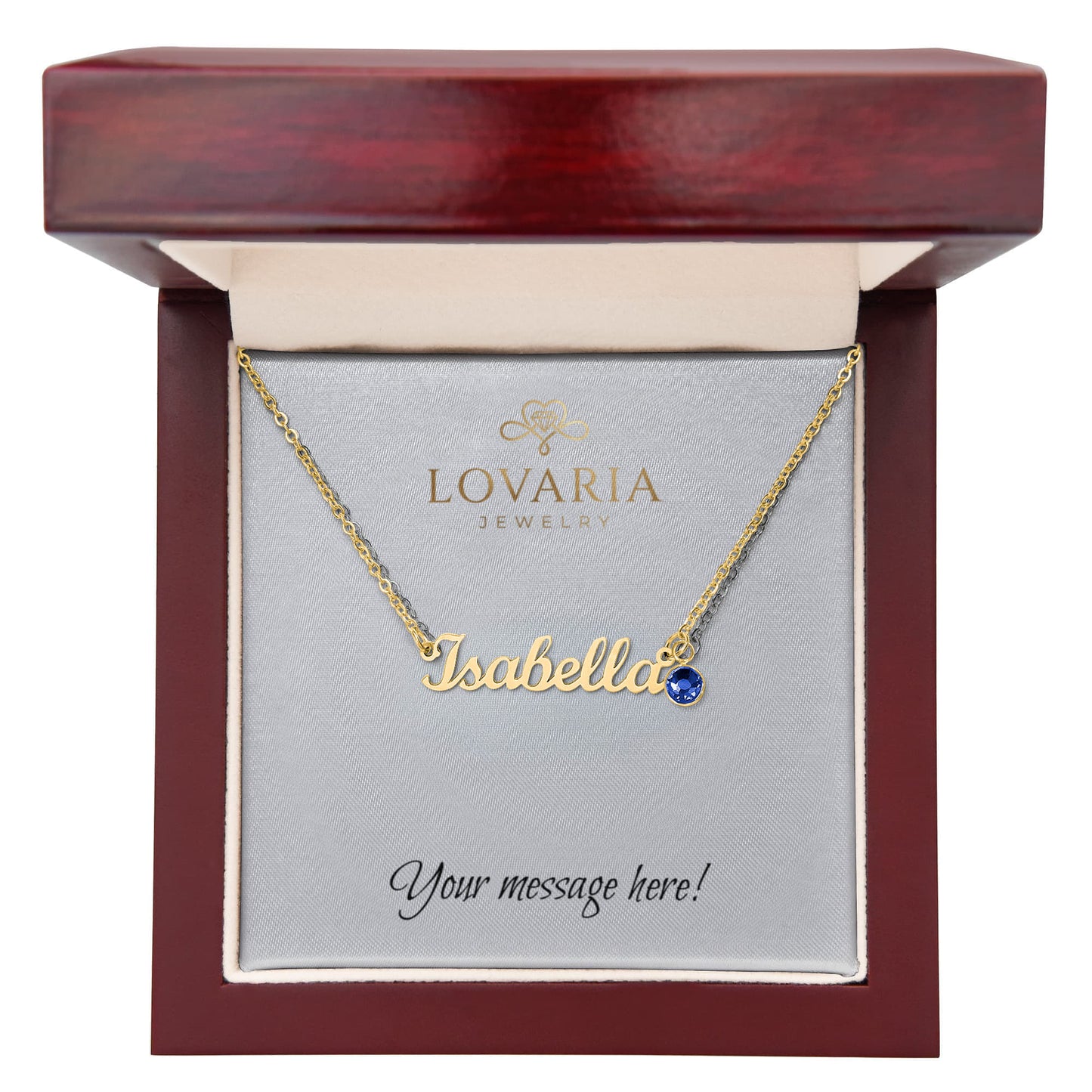 Custom Name Necklace with Birthstone - 18K Yellow Gold Finish