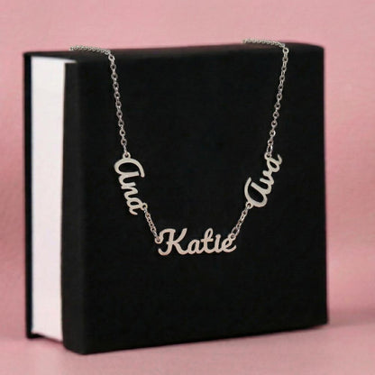 Multiple Name Necklace - 18K Yellow Gold Finish