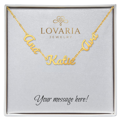 Multiple Name Necklace - 18K Yellow Gold Finish