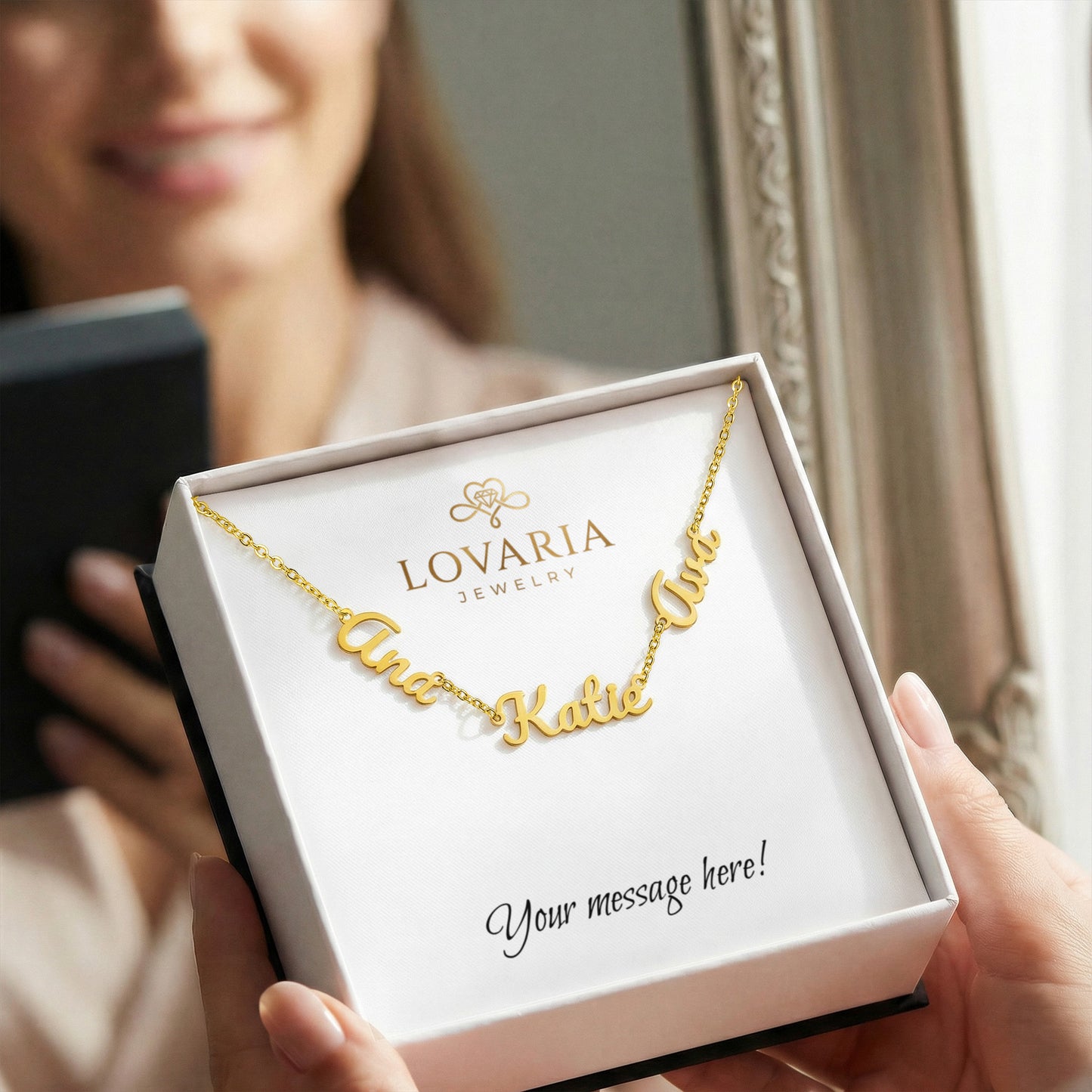 Multiple Name Necklace - 18K Yellow Gold Finish