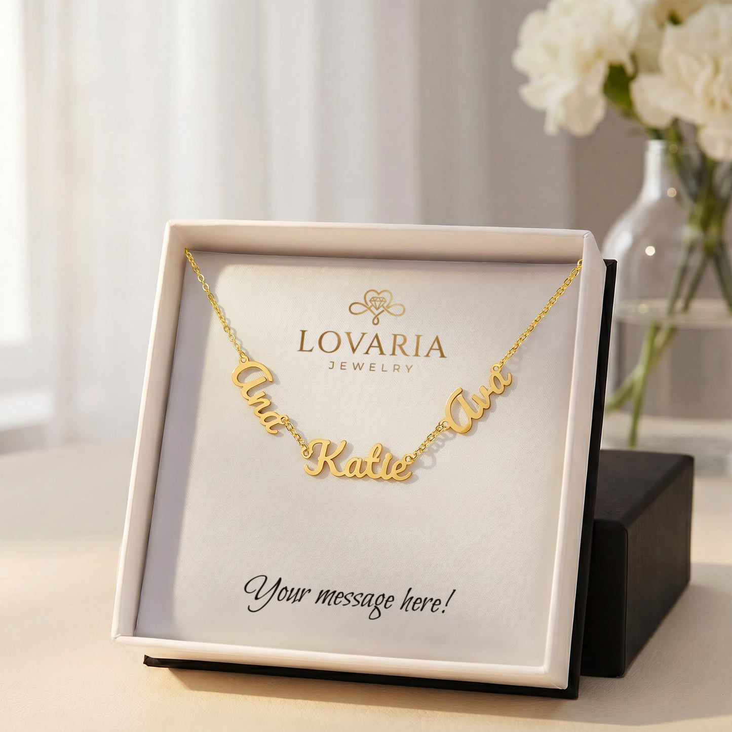 Multiple Name Necklace - 18K Yellow Gold Finish