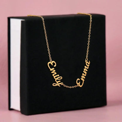Multiple Name Necklace - 18K Yellow Gold Finish