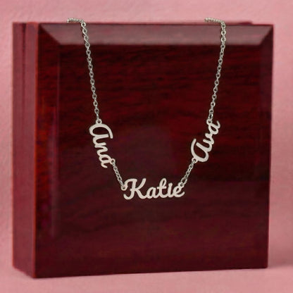 Multiple Name Necklace - 18K Yellow Gold Finish