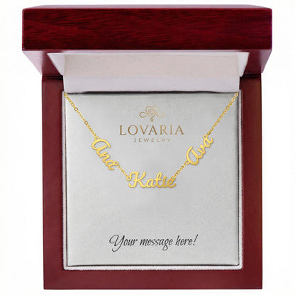 Multiple Name Necklace - 18K Yellow Gold Finish