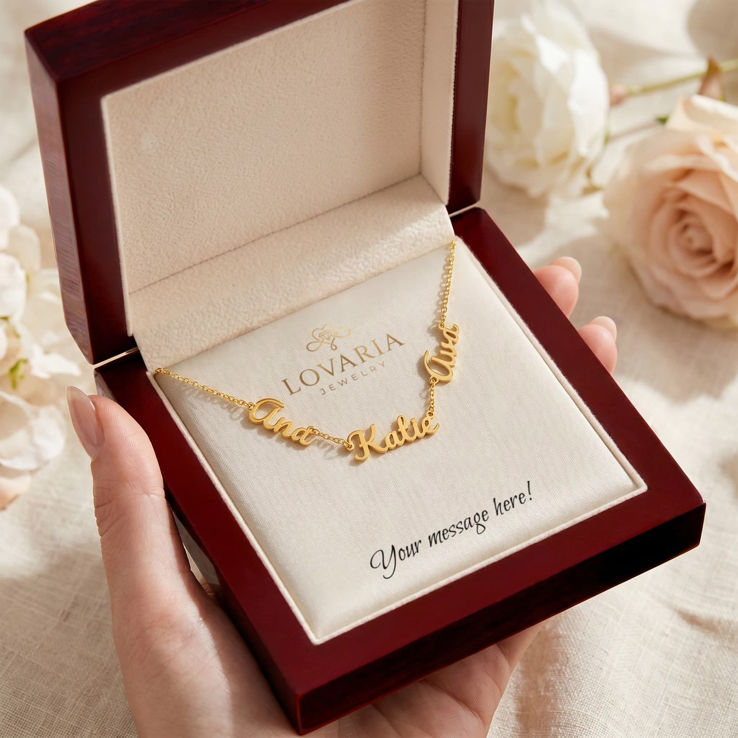 Multiple Name Necklace - 18K Yellow Gold Finish