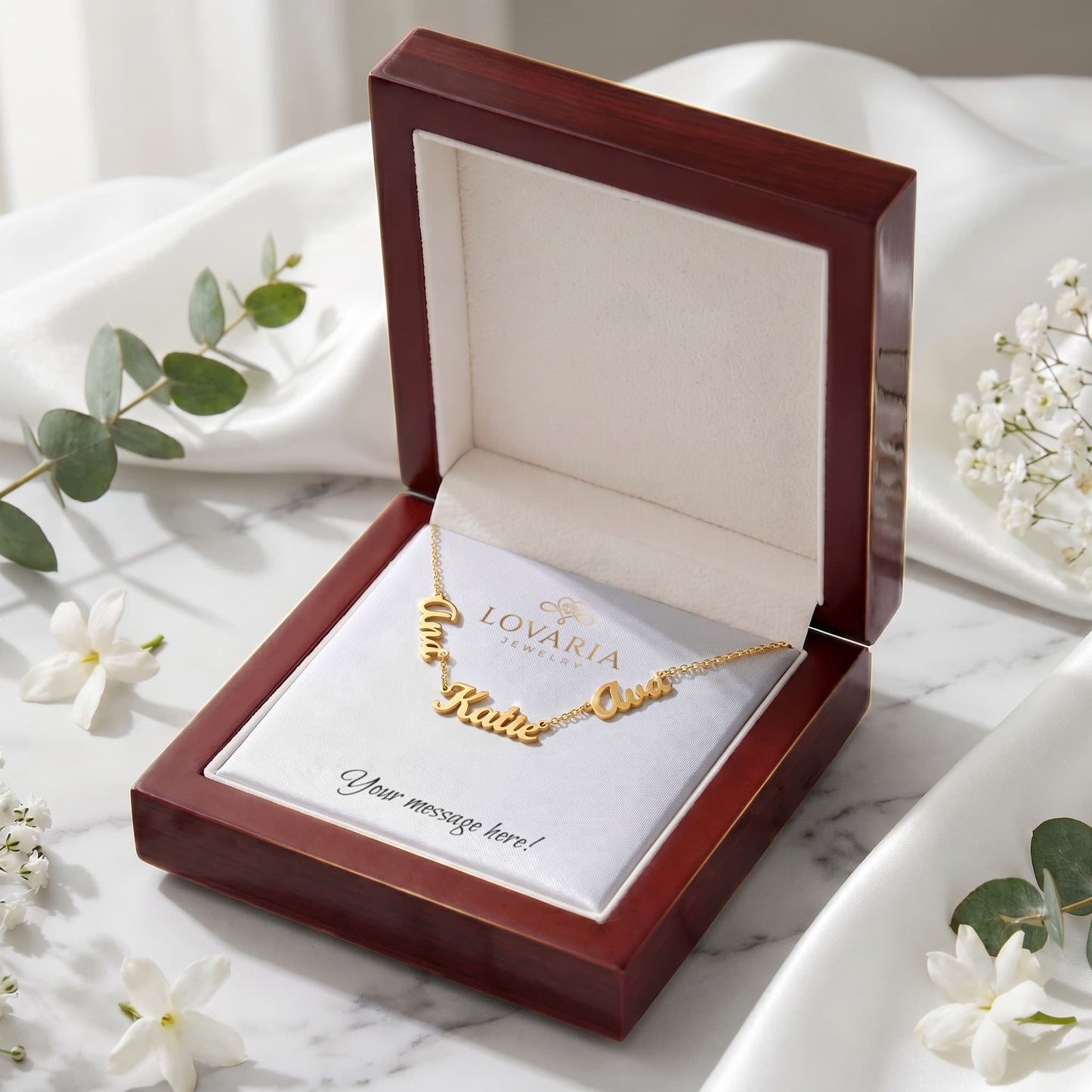 Multiple Name Necklace - 18K Yellow Gold Finish