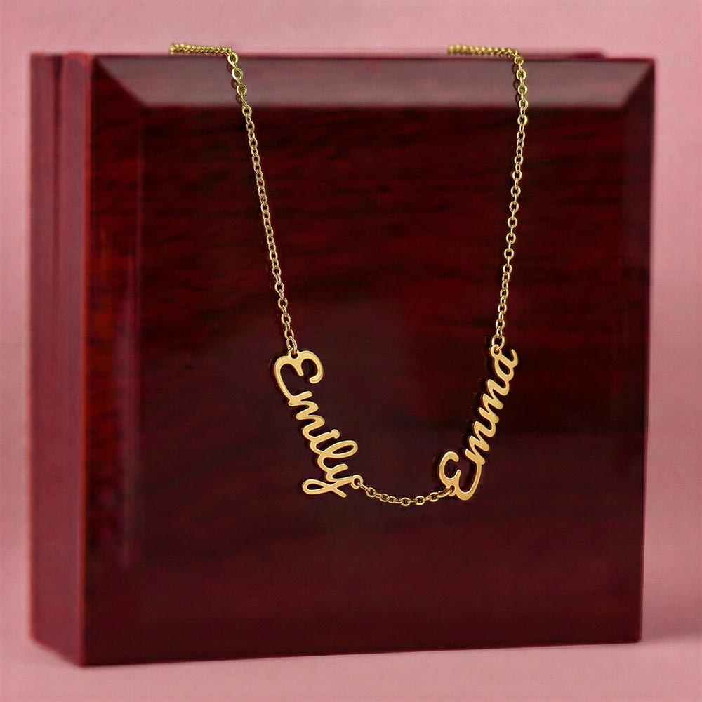 Multiple Name Necklace - 18K Yellow Gold Finish