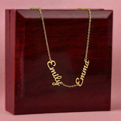 Multiple Name Necklace - 18K Yellow Gold Finish