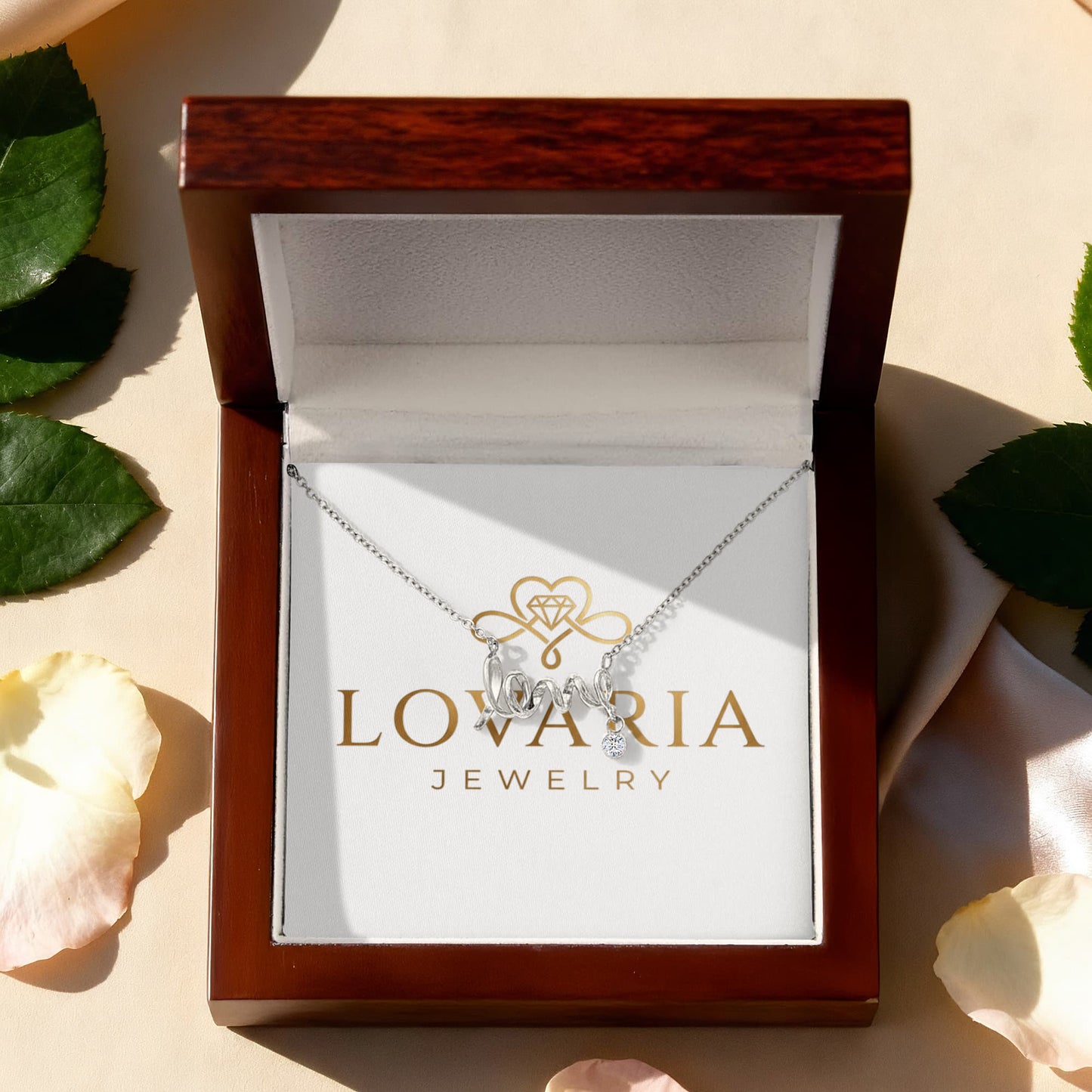 Scripted Love Necklace, 18K Gold Plated Necklace