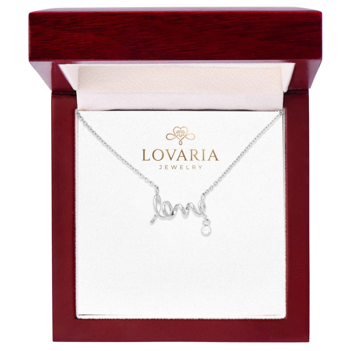Scripted Love Necklace, 18K Yellow Gold Finish Necklace