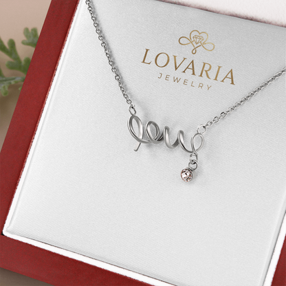 Scripted Love Necklace, 18K Yellow Gold Finish Necklace