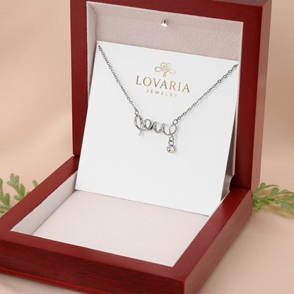 Scripted Love Necklace, 18K Yellow Gold Finish Necklace