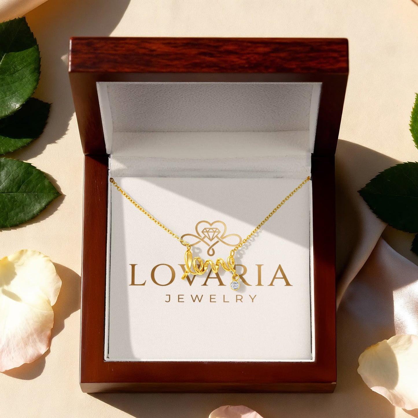Scripted Love Necklace, 18K Gold Plated Necklace