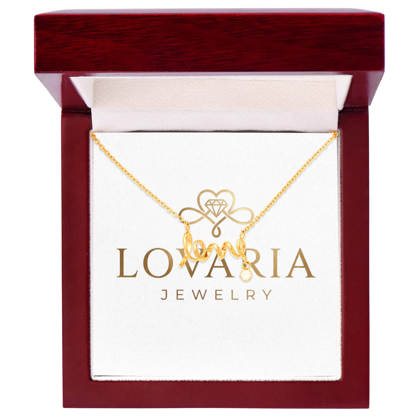 Scripted Love Necklace, 18K Gold Plated Necklace