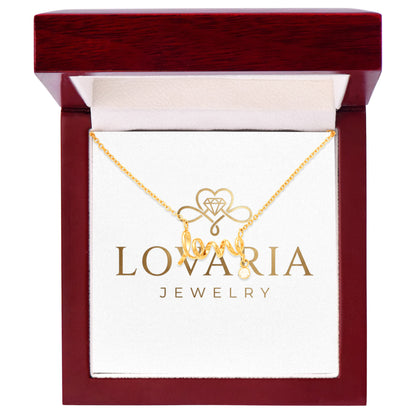 Scripted Love Necklace, 18K Gold Plated Necklace