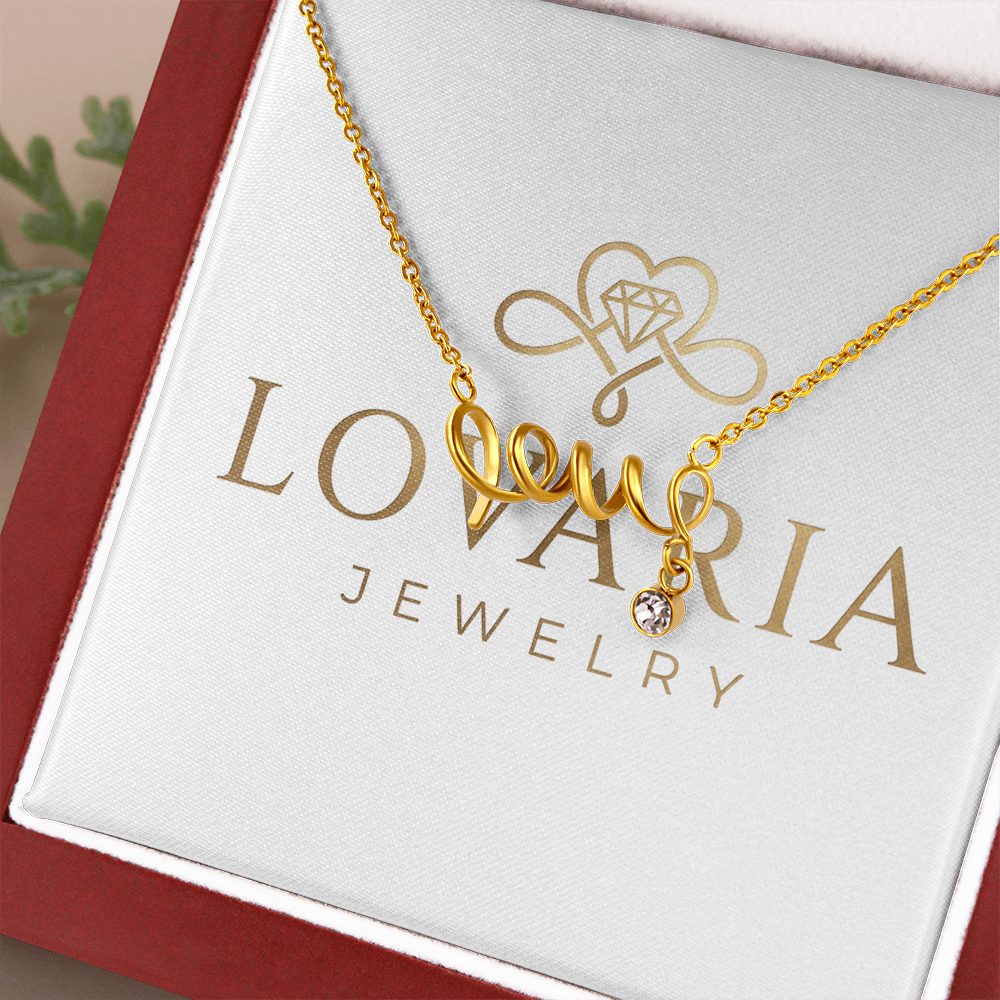 Scripted Love Necklace, 18K Gold Plated Necklace