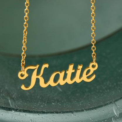 Custom Name Necklace, 18K Gold Plated Name Necklace