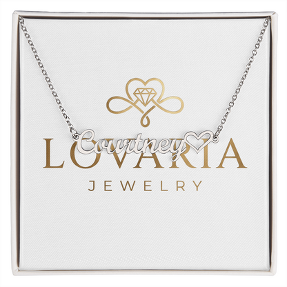 Heart Name Necklace, 18K Gold Plated Name Necklace