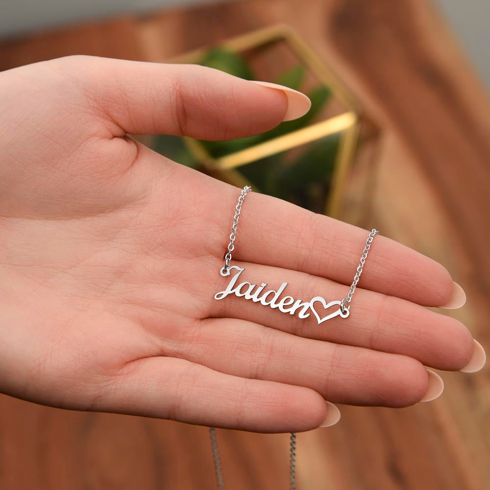 Heart Name Necklace, 18K Gold Plated Name Necklace