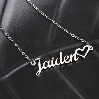 Heart Name Necklace, 18K Gold Plated Name Necklace