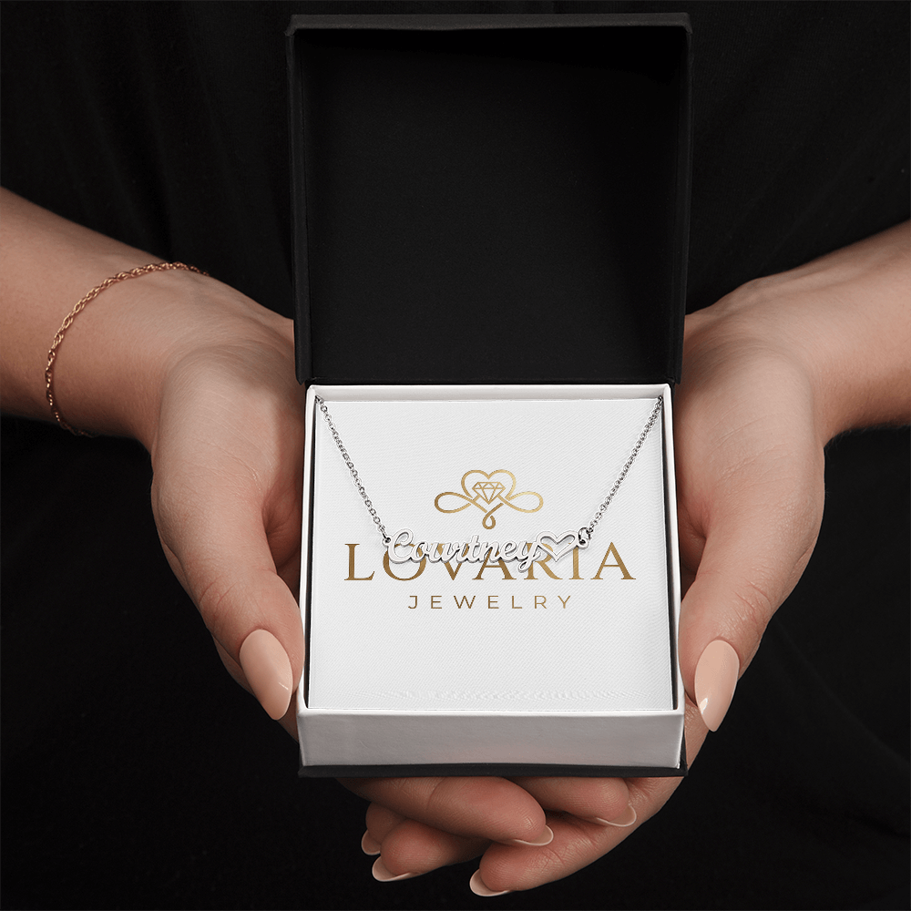 Heart Name Necklace, 18K Gold Plated Name Necklace