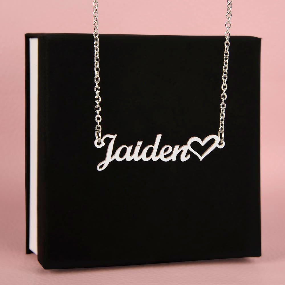 Heart Name Necklace, 18K Gold Plated Name Necklace
