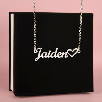 Heart Name Necklace, 18K Gold Plated Name Necklace