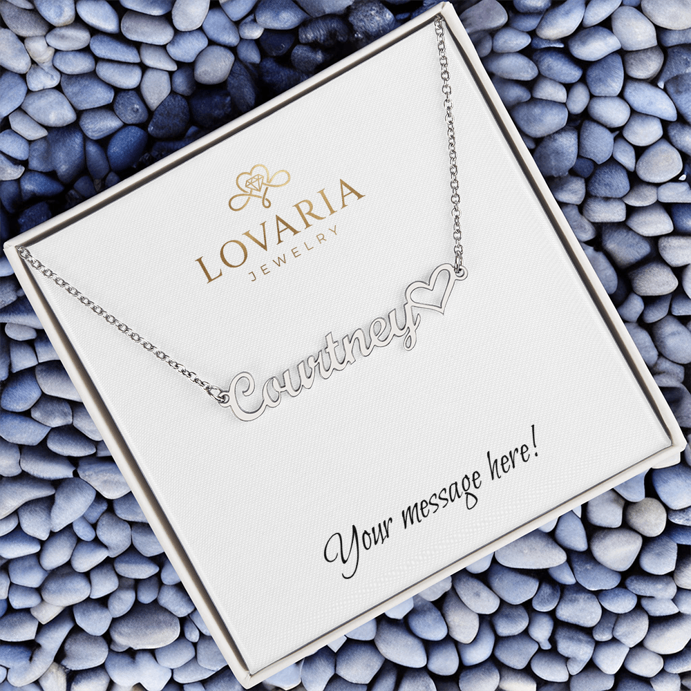 Heart Name Necklace - 18K Yellow Gold Finish