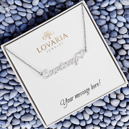 Heart Name Necklace - 18K Yellow Gold Finish