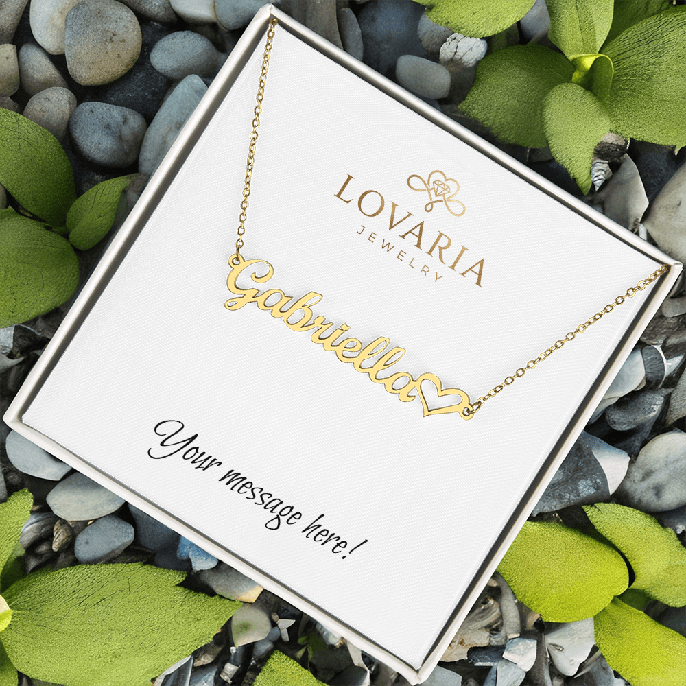 Heart Name Necklace - 18K Yellow Gold Finish