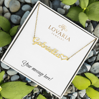 Heart Name Necklace - 18K Yellow Gold Finish