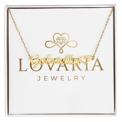 Heart Name Necklace, 18K Gold Plated Name Necklace