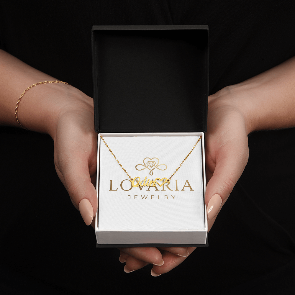 Heart Name Necklace, 18K Gold Plated Name Necklace