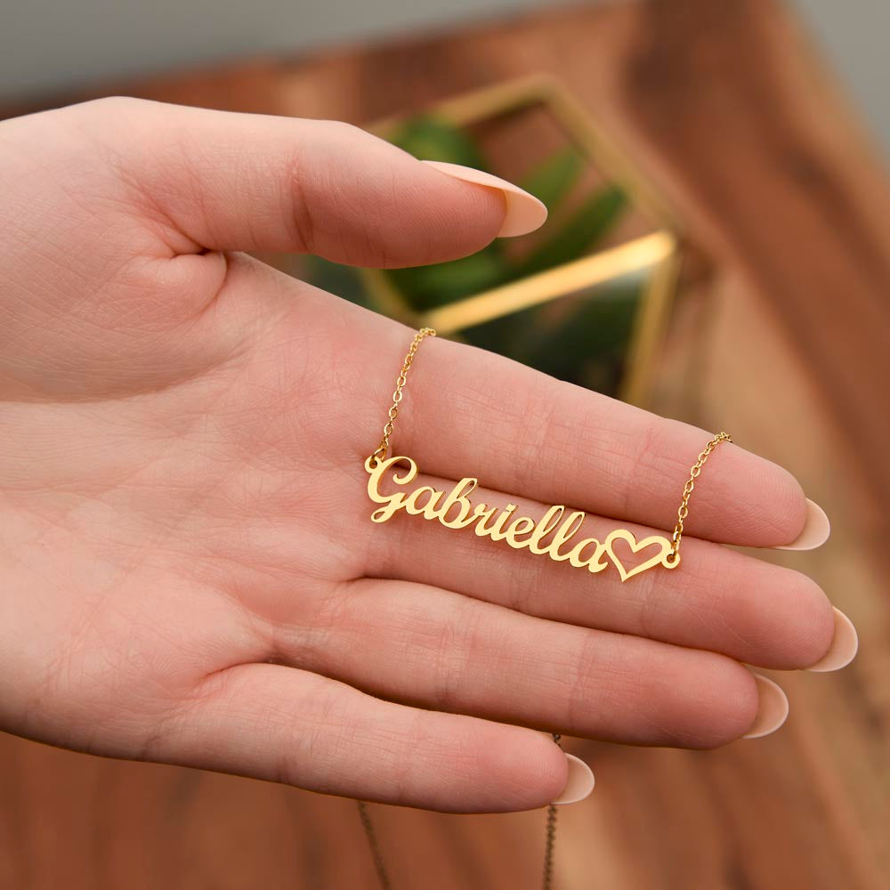 Heart Name Necklace - 18K Yellow Gold Finish