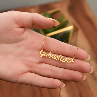 Heart Name Necklace - 18K Yellow Gold Finish