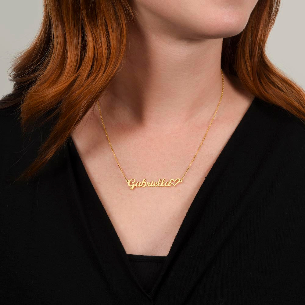 Heart Name Necklace - 18K Yellow Gold Finish