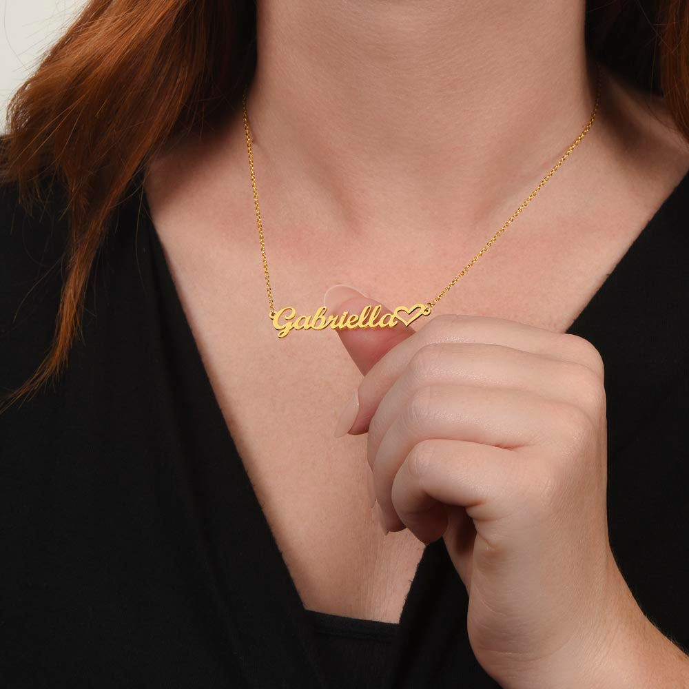 Heart Name Necklace, 18K Gold Plated Name Necklace