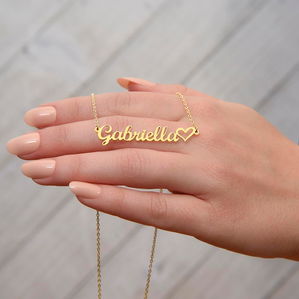 Heart Name Necklace, 18K Gold Plated Name Necklace