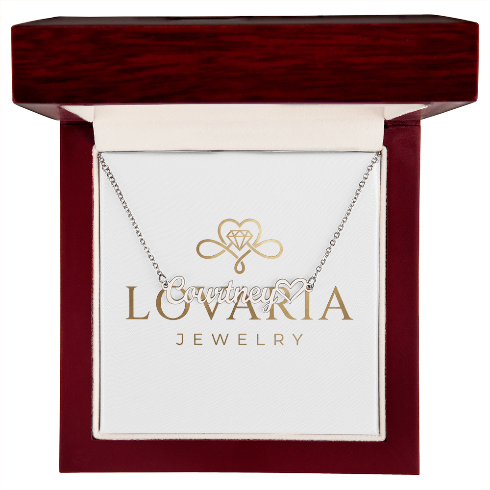 Heart Name Necklace, 18K Gold Plated Name Necklace