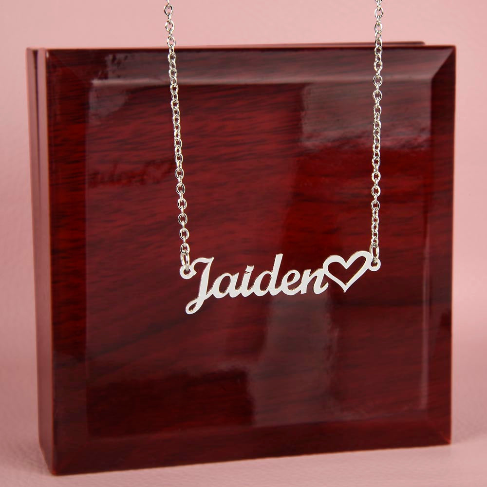 Heart Name Necklace, 18K Gold Plated Name Necklace