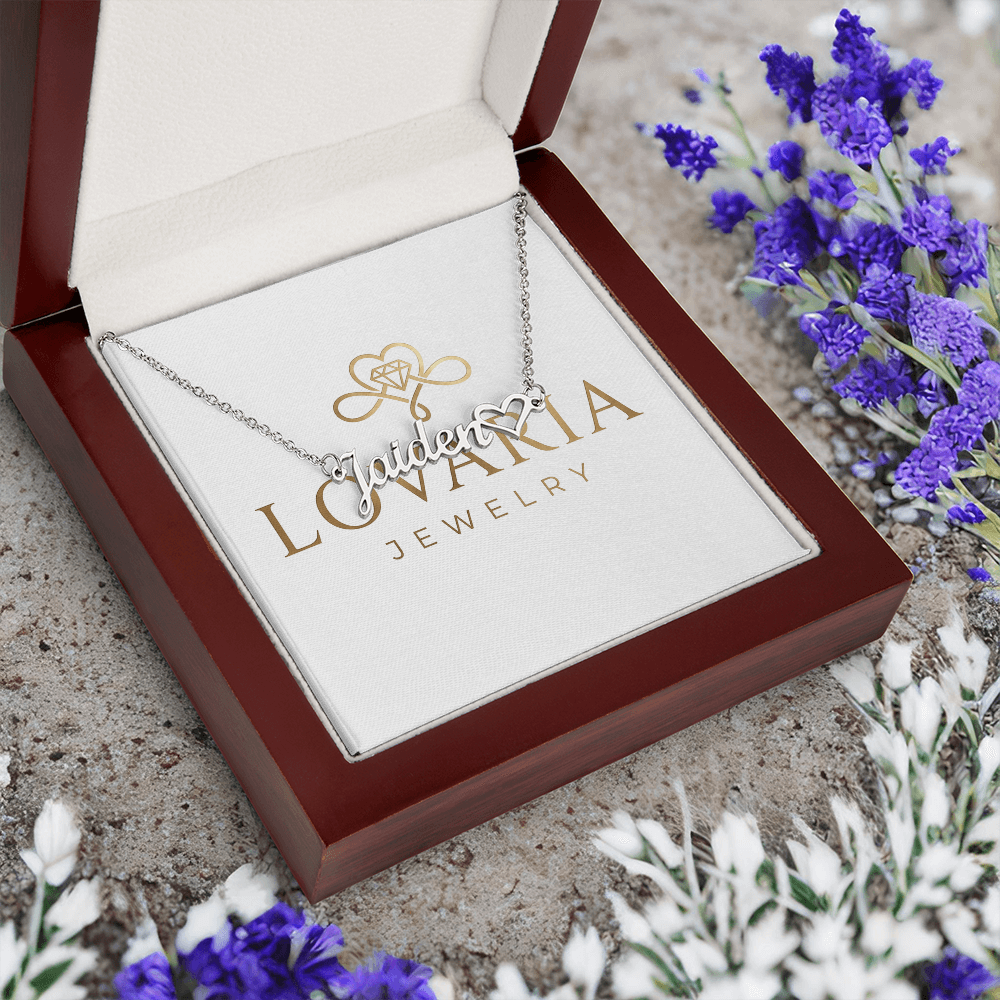 Heart Name Necklace, 18K Gold Plated Name Necklace