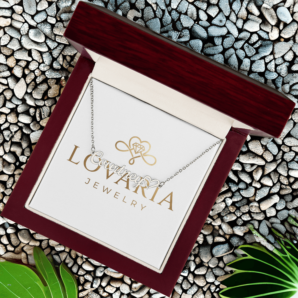 Heart Name Necklace, 18K Gold Plated Name Necklace