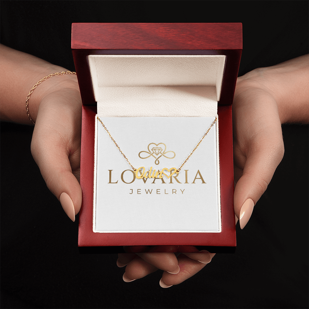 Heart Name Necklace, 18K Gold Plated Name Necklace