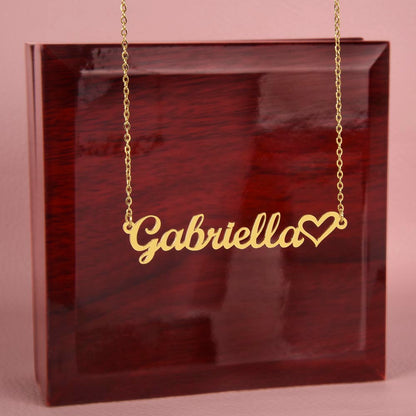 Heart Name Necklace, 18K Gold Plated Name Necklace